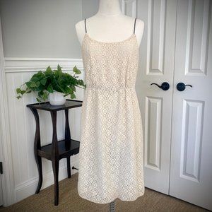 J. Crew Lace Blouson Slip Dress in Cream